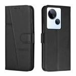 For Tecno Spark 10 5G Stitching Calf Texture Buckle Leather Phone Case(Black)