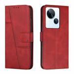 For Tecno Spark 10 5G Stitching Calf Texture Buckle Leather Phone Case(Red)