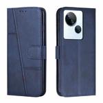 For Tecno Spark 10 5G Stitching Calf Texture Buckle Leather Phone Case(Blue)