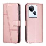 For Tecno Spark 10 5G Stitching Calf Texture Buckle Leather Phone Case(Rose Gold)