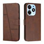 For Tecno Spark 10 Pro Stitching Calf Texture Buckle Leather Phone Case(Brown)