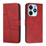 For Tecno Spark 10 Pro Stitching Calf Texture Buckle Leather Phone Case(Red)