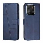 For Tecno Pop 7 Stitching Calf Texture Buckle Leather Phone Case(Blue)