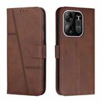 For Tecno Pop 7 Pro Stitching Calf Texture Buckle Leather Phone Case(Brown)