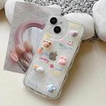 For iPhone 14 Pro Wave 3D Bear Phone Case(Transparent)