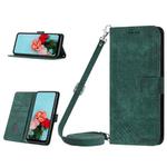 For Infinix Hot 30i Skin Feel Stripe Pattern Leather Phone Case with Lanyard(Green)