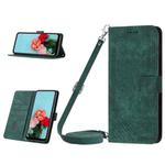 For Tecno Pop 7 Skin Feel Stripe Pattern Leather Phone Case with Lanyard(Green)