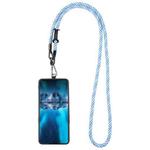 Adjustable Universal Phone Lanyard with Detachable Clip(Blue + White)