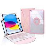 Z10B-A For iPad 10th Gen 10.9 2022 Pen Slot Touchpad Bluetooth Keyboard Leather Tablet Case(Pink)