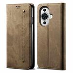 For Huawei Nova 11 Pro Denim Texture Casual Style Horizontal Flip Leather Case(Khaki)