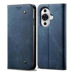 For Huawei Nova 11 Pro Denim Texture Casual Style Horizontal Flip Leather Case(Blue)