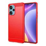 For Xiaomi Redmi Note 12 Turbo 5G Brushed Texture Carbon Fiber TPU Phone Case(Red)
