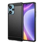 For Xiaomi Redmi Note 12 Turbo 5G Brushed Texture Carbon Fiber TPU Phone Case(Black)