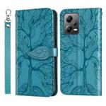 For Xiaomi Redmi Note 12 4G Global Life of Tree Embossing Pattern Horizontal Flip Leather Phone Case(Blue)