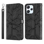 For Xiaomi Redmi 12 4G Life of Tree Embossing Pattern Horizontal Flip Leather Phone Case(Black)