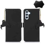 For Samsung Galaxy S23 FE 5G Genuine Leather Magnetic RFID Leather Phone Case(Black)