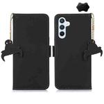 For Samsung Galaxy A05s Genuine Leather Magnetic RFID Leather Phone Case(Black)