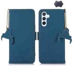 For Samsung Galaxy A05s Genuine Leather Magnetic RFID Leather Phone Case(Blue)