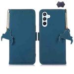 For Samsung Galaxy A15 Genuine Leather Magnetic RFID Leather Phone Case(Blue)
