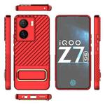 For vivo iQOO Z7 5G Global Wavy Textured Phone Case with Lens Film(Red)