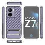For vivo iQOO Z7 5G Global Wavy Textured Phone Case with Lens Film(Purple)