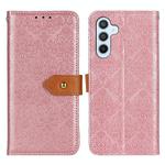 For Samsung Galaxy S24 European Floral Embossed Leather Phone Case(Pink)