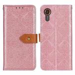 For Samsung Galaxy Xcover7 European Floral Embossed Leather Phone Case(Pink)