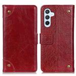 For Samsung Galaxy M34 5G Copper Buckle Nappa Texture Leather Phone Case(Wine Red)