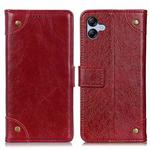 For Samsung Galaxy A05 4G Copper Buckle Nappa Texture Leather Phone Case(Wine Red)