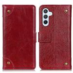 For Samsung Galaxy S24 Copper Buckle Nappa Texture Leather Phone Case(Wine Red)