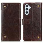 For Samsung Galaxy S24+ Copper Buckle Nappa Texture Leather Phone Case(Coffee)