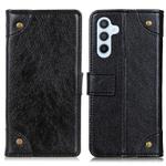 For Samsung Galaxy S24+ Copper Buckle Nappa Texture Leather Phone Case(Black)