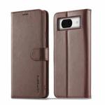 For Google Pixel 7a LC.IMEEKE Calf Texture Flip Leather Phone Case(Brown)