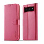 For Google Pixel 6a LC.IMEEKE Calf Texture Flip Leather Phone Case(Red)