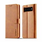 For Google Pixel 6a LC.IMEEKE Calf Texture Flip Leather Phone Case(Yellow)