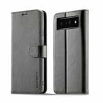 For Google Pixel 6a LC.IMEEKE Calf Texture Flip Leather Phone Case(Grey)