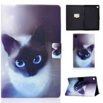 For Lenovo Tab M10 Plus TB-X606F Colored Drawing Horizontal Flip Leather Case with Holder & Card Slots & Sleep / Wake-up Function(Blue Eyed Cat)