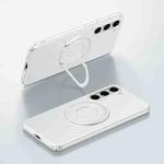 For Samsung Galaxy S23+ 5G Matte Magsafe Magnetic Phone Case with Trolley Holder(White)