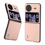 For vivo X Flip ABEEL Genuine Leather + PC Litchi Texture Phone Case(Pink Gold)