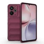For Realme 14 5G Global Magic Shield TPU + Flannel Phone Case(Wine Red)