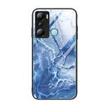 For Infinix Hot 20i Marble Pattern Glass Phone Case(Blue Ocean)