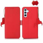 For Samsung Galaxy M54 5G Side-Magnetic TJ Genuine Leather RFID Phone Case(Red)
