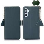 For Samsung Galaxy M54 5G Side-Magnetic TJ Genuine Leather RFID Phone Case(Green)