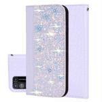 For Samsung Galaxy M31 Crocodile Texture Glitter Sequin Magnetic Attraction Horizontal Flip Leather Case with Bracket & Card Slots & Strap(Silver White)