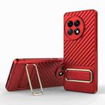 For OnePlus Ace 2 5G Wavy Textured Phone Case with Lens Film(Red)
