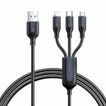 JOYROOM S-1T3066A15 Ice-Crystal Series 1.2m 66W USB to 8 Pin+Type-C+Micro USB  3 in 1 Fast Charging Data Cable(Black)