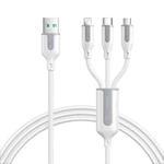 JOYROOM S-1T3066A15 Ice-Crystal Series 1.2m 66W USB to 8 Pin+Type-C+Micro USB  3 in 1 Fast Charging Data Cable(White)