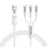 JOYROOM S-2T3018A15 Ice-Crystal Series 1.2m 3.5A USB+Type-C to 8 Pin+Type-C+Micro USB 3 in 2 Fast Charging Cable(White)