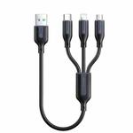 JOYROOM S-1T3018A15 Ice-Crystal Series 3.5A USB to 8 Pin+Type-C+Micro USB 3 in 1 Charging Cable, Length:0.3m(Black)