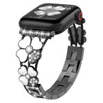 For Apple Watch 7 41mm Petal Metal Diamond Watch Band(Black+White)